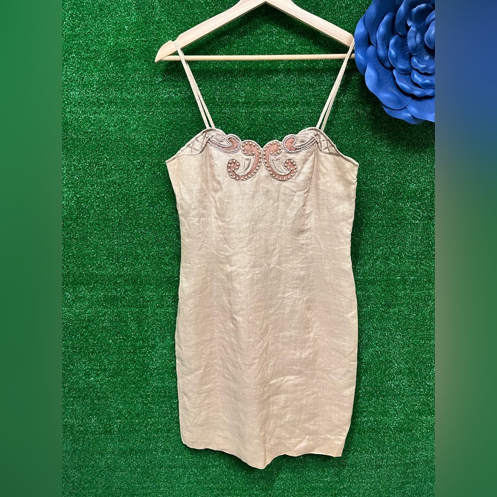 Nina Austin vintage brown spaghetti strap dress size 10 fits like a small-medium